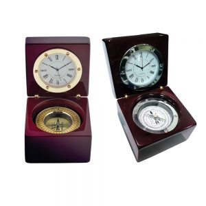 Clock with qibla, gold & silver